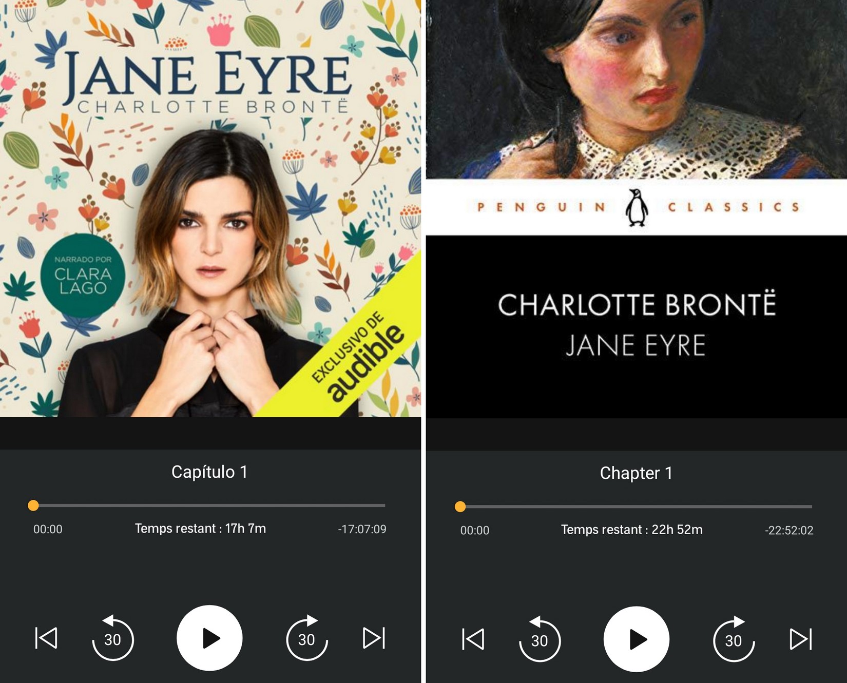 Audiobook / Livre audio : Charlotte Brontë, Jane Eyre. Lu par Anna Popplewell (anglais), Clara Lago (espagnol)